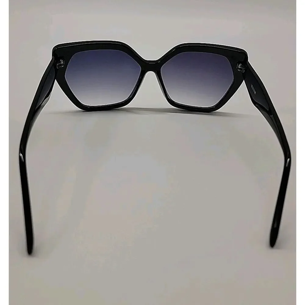 White House Black Market WHBM Women Sunglasses Black Cat Eye Geometric With Case
